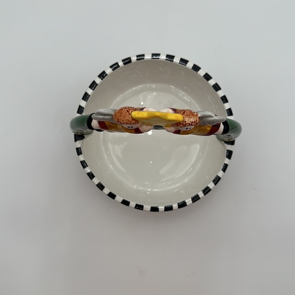 Ceramic Christmas Angel Basket Bowl Winter Scene Peace on Earth Palm Tree Co - Picture 5 of 16